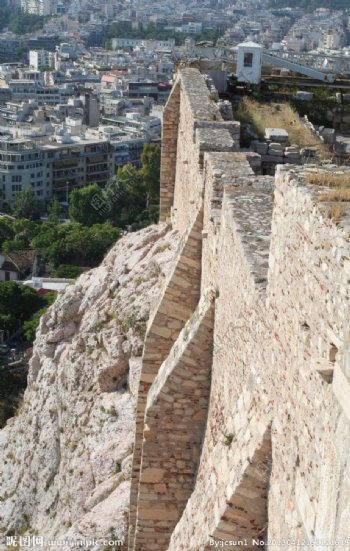 雅典卫城古城墙图片