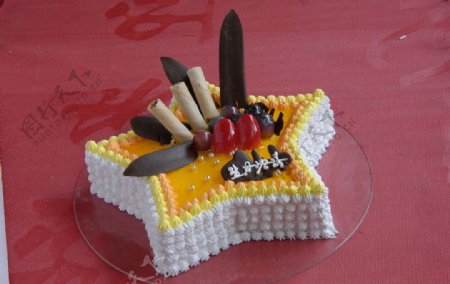 生日蛋糕五福相伴图片