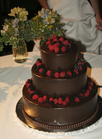 巧克力树莓桑葚蛋糕图片