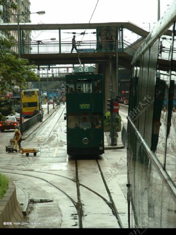 香港街头百年老电车图片