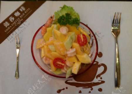 芒果大虾沙拉图片