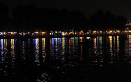 高清晰北京后海河边酒吧夜景图片