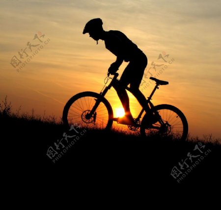 黄昏自行车运动图片
