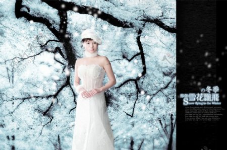 冰蓝雪外景婚纱模板图片