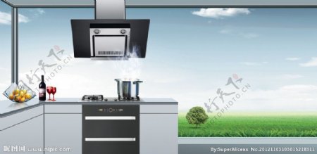 立体式厨房图片