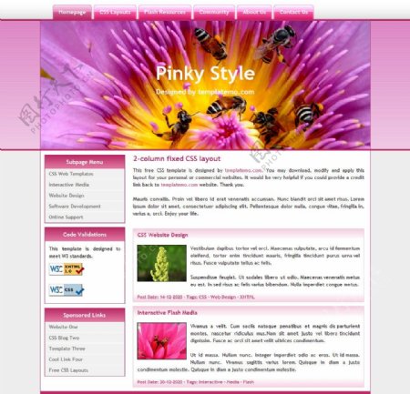 淡红色的蜂蜜销售CSS网站模版图片