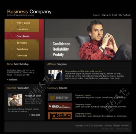 欧美企业黑色风格客户服务页图片