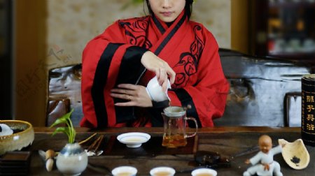 茶艺师表演图片