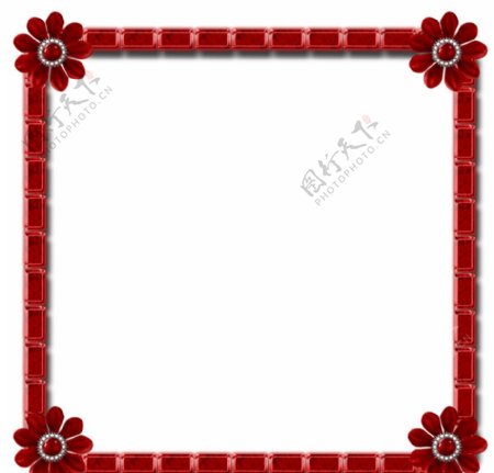 红色花朵相框图片