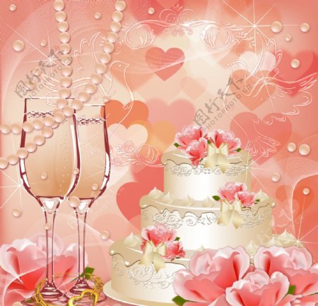 浪漫婚礼蛋糕背景图片