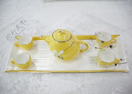 黄玉兰骨瓷茶具图片