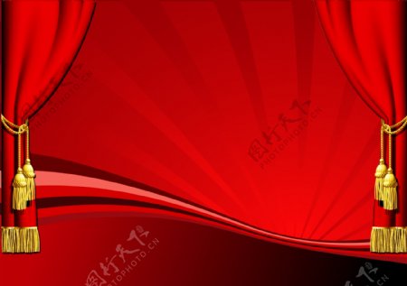 红色窗帘背景图图片