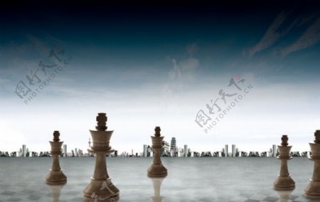 城市棋盘蓝天国际象棋图片