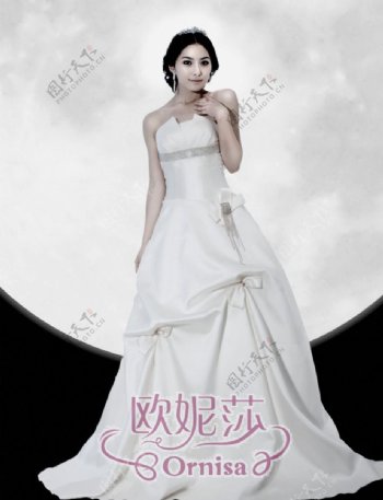 亚洲美女写真中国服装模特欧妮莎模特服装婚纱晚服图片