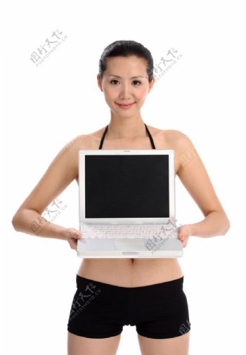 笔记本电脑女性促销员图片