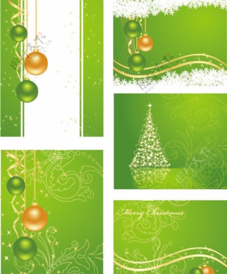 圣诞背景圣诞贺卡圣诞树线条古典花纹图片