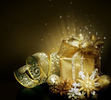 圣诞礼盒星光背景图片