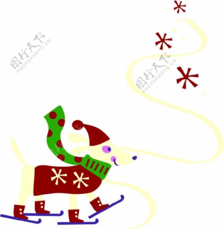 圣诞狗滑雪橇图片