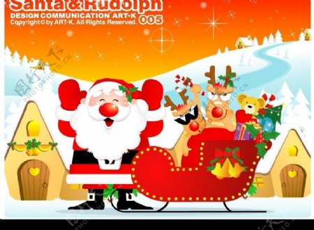 共四套穿着红色服装的圣诞老人及卡通人物韩国AI图片