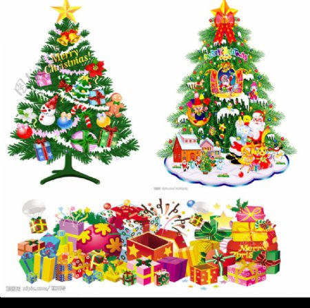圣诞节素材美丽的圣诞树和礼物图片