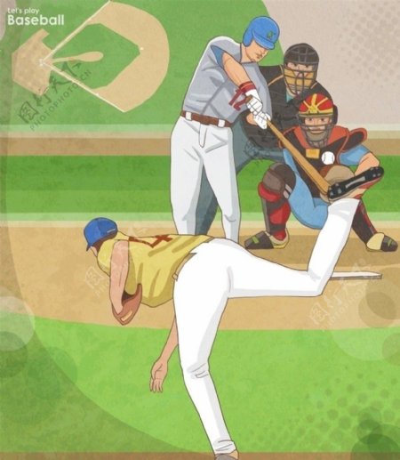 漫画棒球比赛图片