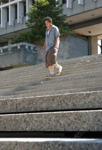 英格兰萨里大学阶梯上的的学生图片