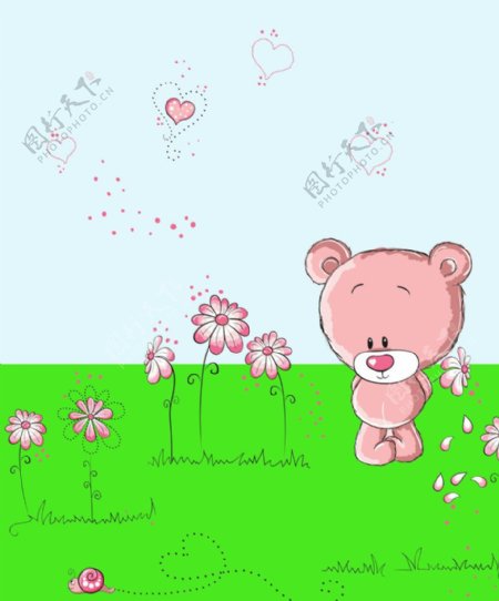 小熊和花图片