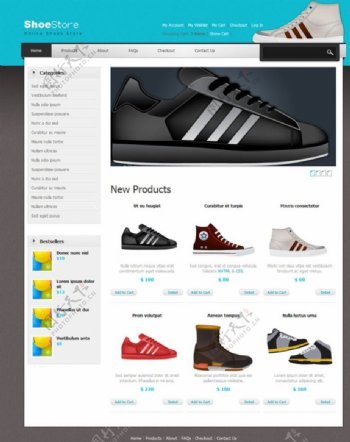 鞋子电子商务网站模板图片