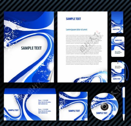 蓝色时尚动感线条企业画册vi设计图片