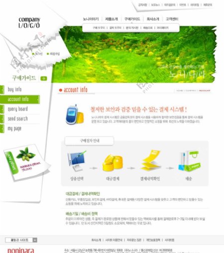 韩国绿色网站模板图片