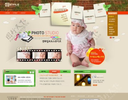 儿童摄影网站主页韩国模板图片