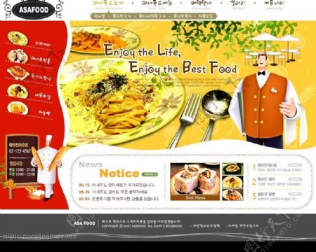 美食餐饮网站界面韩国模板图片