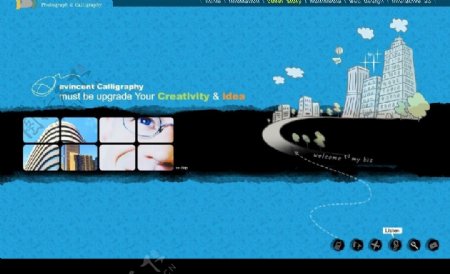蓝色自由设计网页模板图片