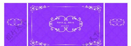 紫色浪漫欧式花边婚礼背景图片