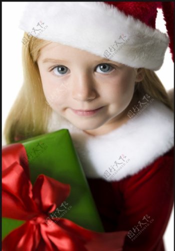圣诞礼盒小女孩图片