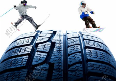 轮胎上滑雪图片