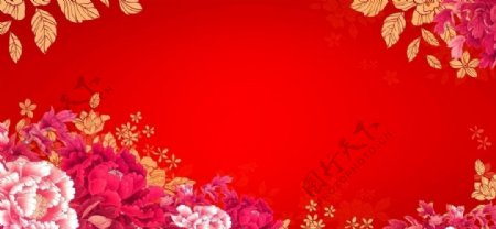 花展板背景素材红花菊花图片