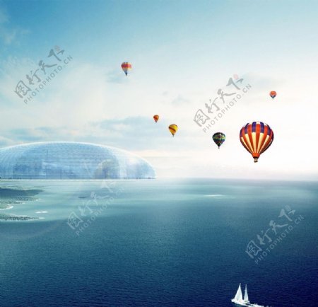 海洋世界降落伞图片