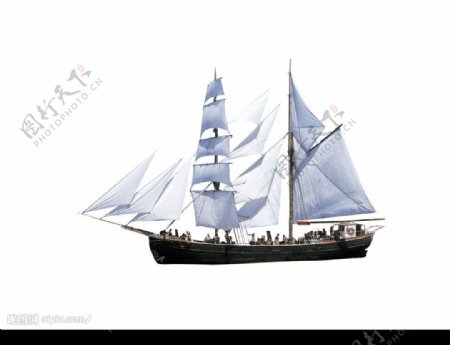 分层的白色帆船图片