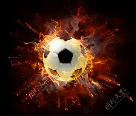 燃烧中的足球图片