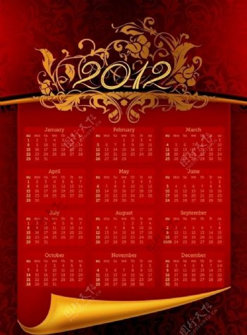 2012龙年日历模板图片