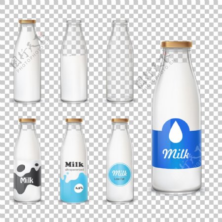 写实风格牛奶瓶插图