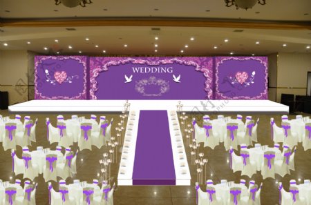 KT板紫色主题婚庆背景