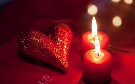红色爱心浪漫烛光