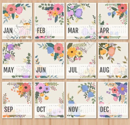可爱的花卉日历