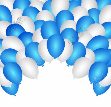 卡通蓝白气球背景矢量素材