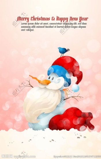 可爱雪人圣诞老人插画矢量素材