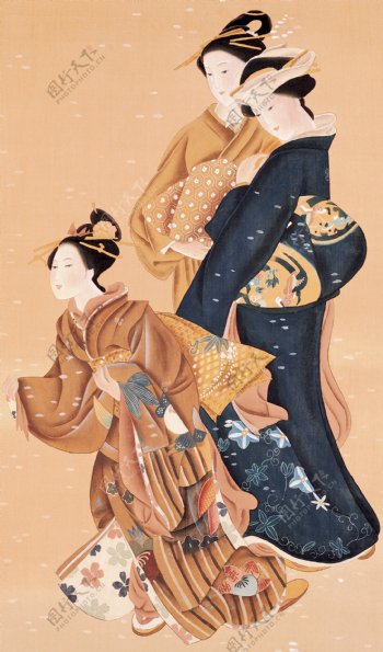 日本古代和服仕女艺伎