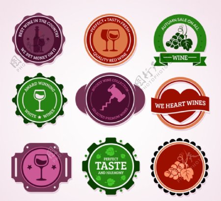 彩色葡萄酒标签