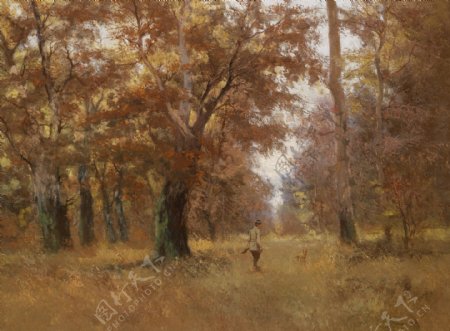 欧洲森林油画